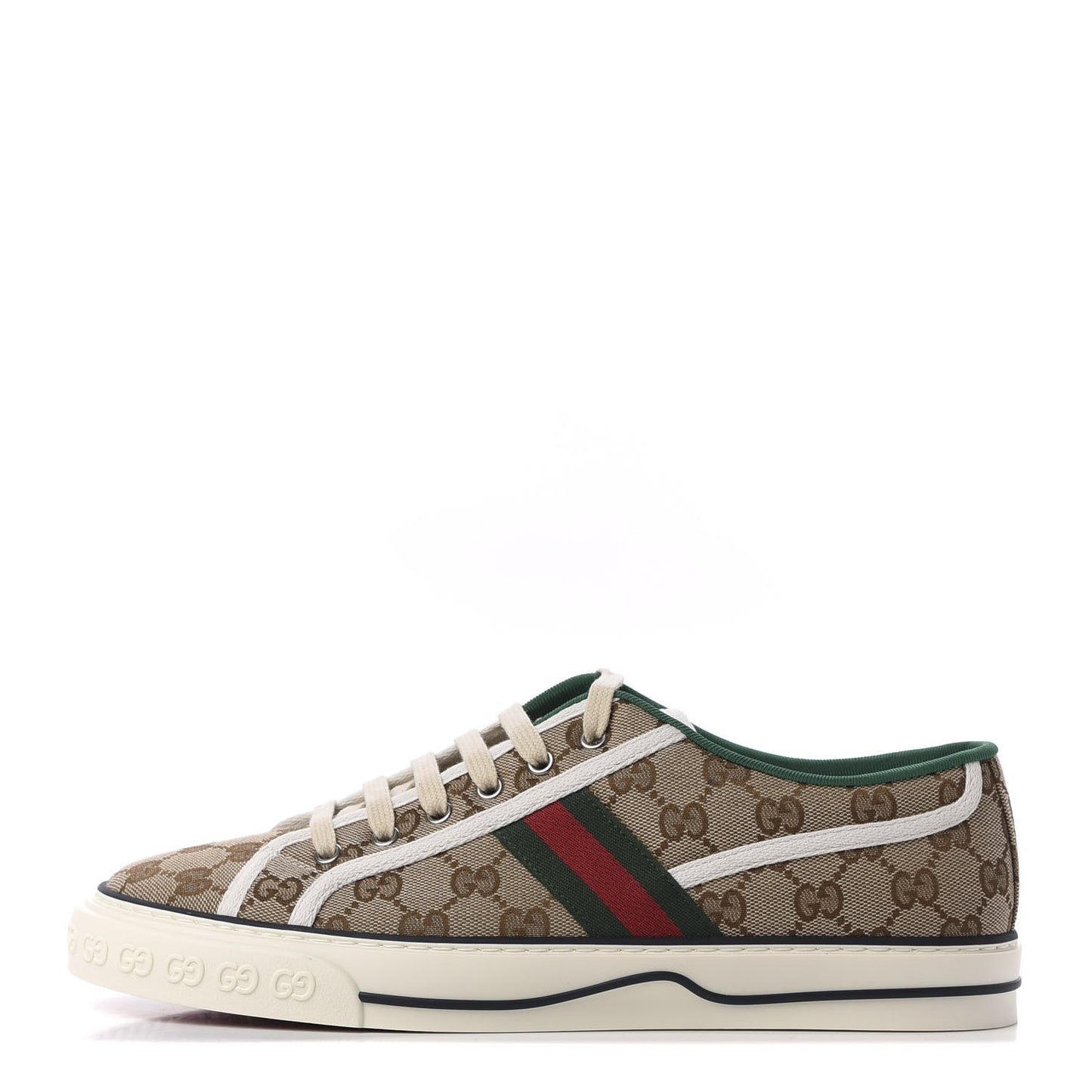GG Monogram Web Mens 1977 Tennis Sneakers 9.5 Beige Ebony Mystic White
