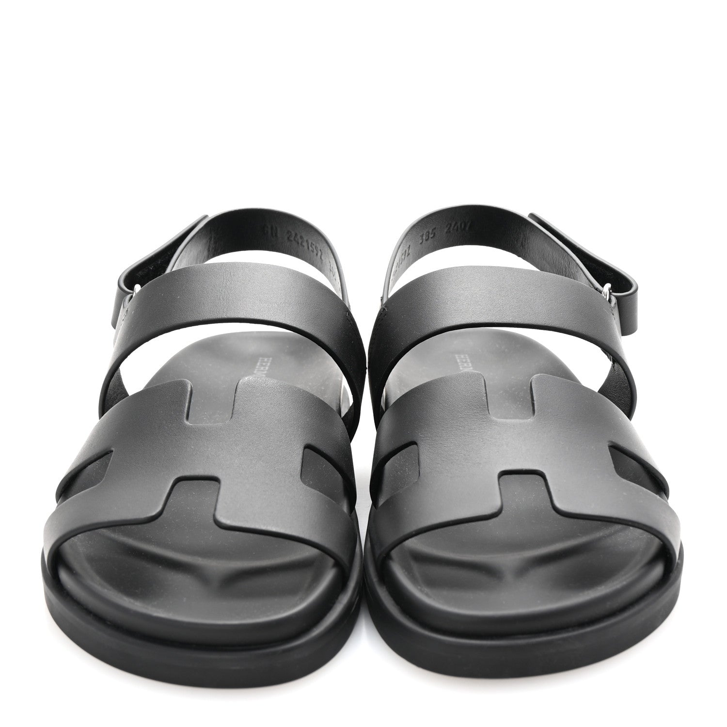 Hermes Calfskin Womens Genius Sandals 38.5 Black 3 of 10