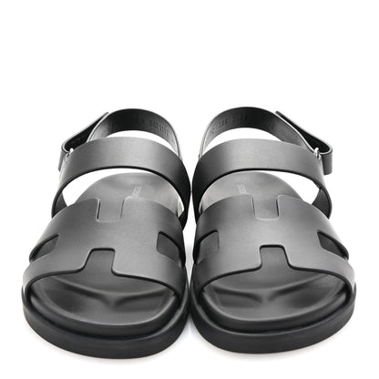 Hermes Calfskin Womens Genius Sandals 38.5 Black 3 of 10