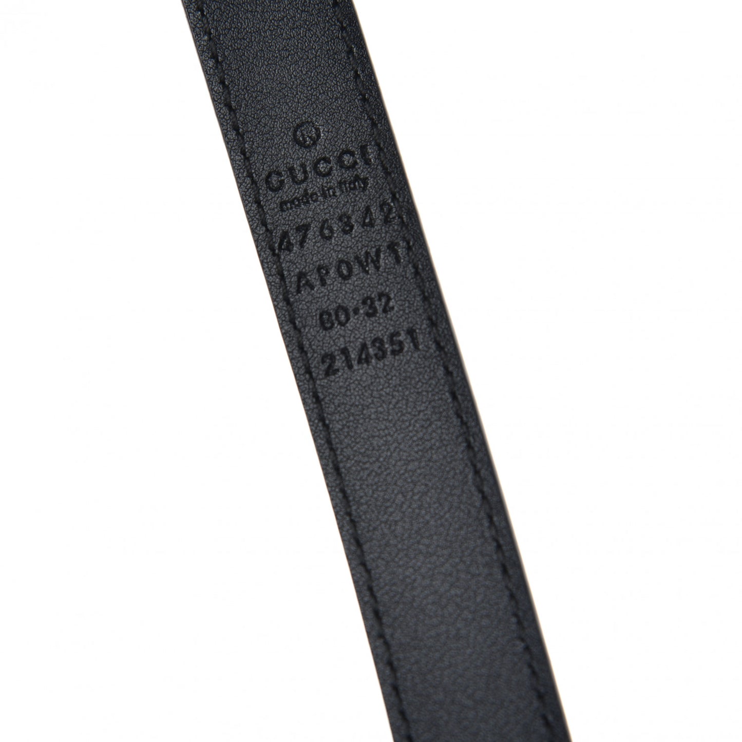 Moon Calfskin Pearl Double G 20mm Belt 80 32 Black Cream