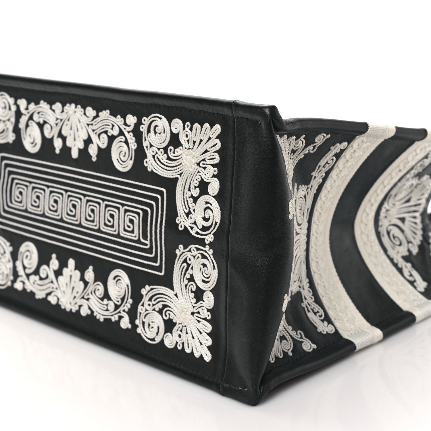 Christian Dior Calfskin Cornely-Effect Embroidery Medium Book Tote Black White 9 of 9
