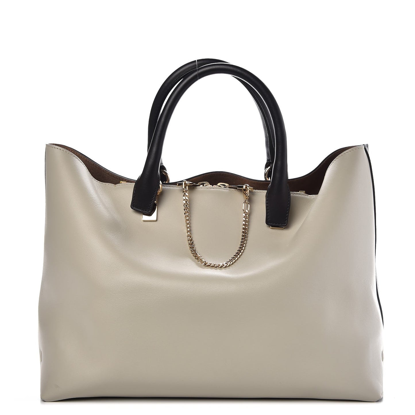 Smooth Calfskin Baylee Tote Beige Black