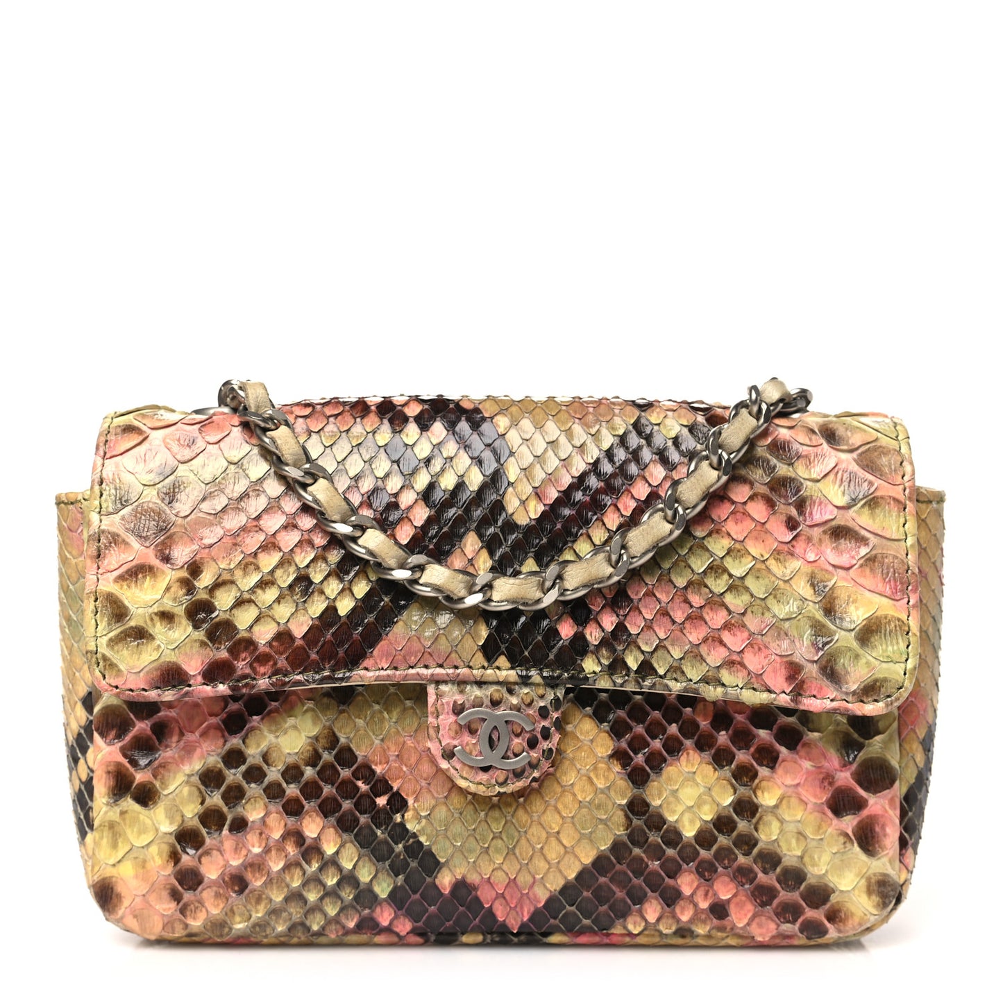 Python Extra Mini Rectangular Flap Pink