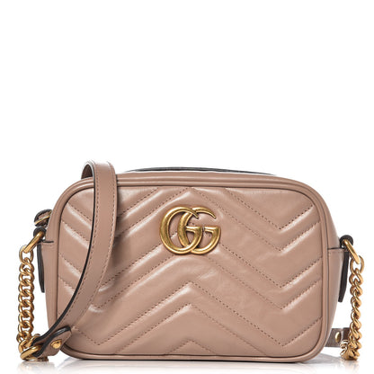 Gucci Calfskin Matelasse Mini GG Marmont Chain Shoulder Bag Nude 1 of 7