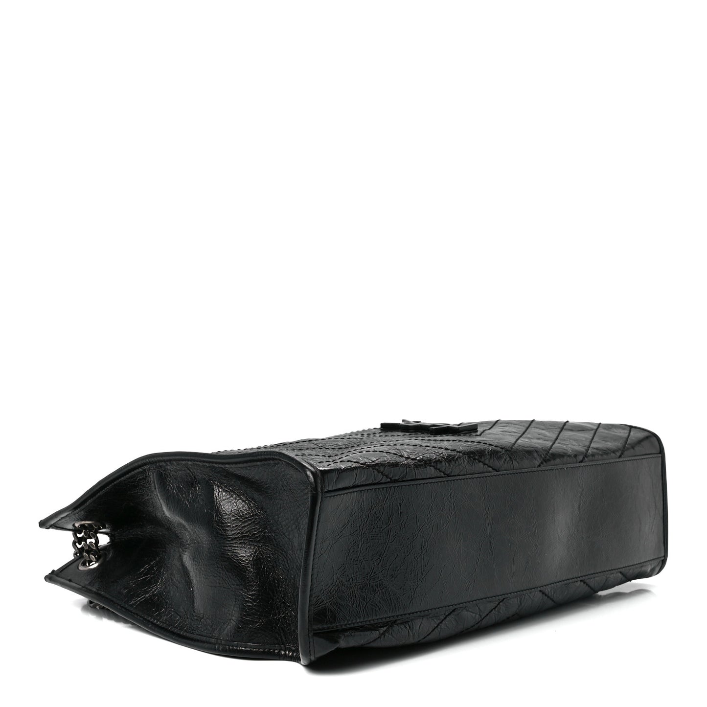 Crinkled Calfskin Matelasse Monogram Niki Shoulder Bag Black