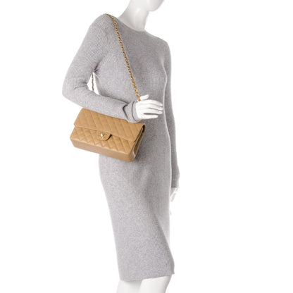 Chanel Caviar Quilted Medium Double Flap Beige 3 of 9