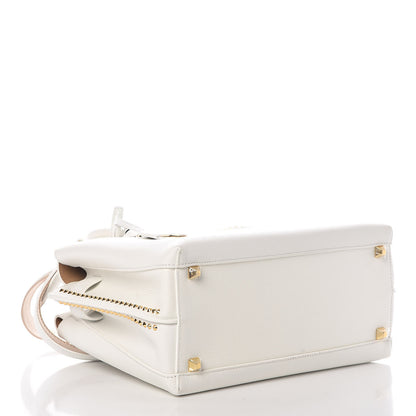 MCM Grained Calfskin Studded Medium Milla Tote White 4 of 9