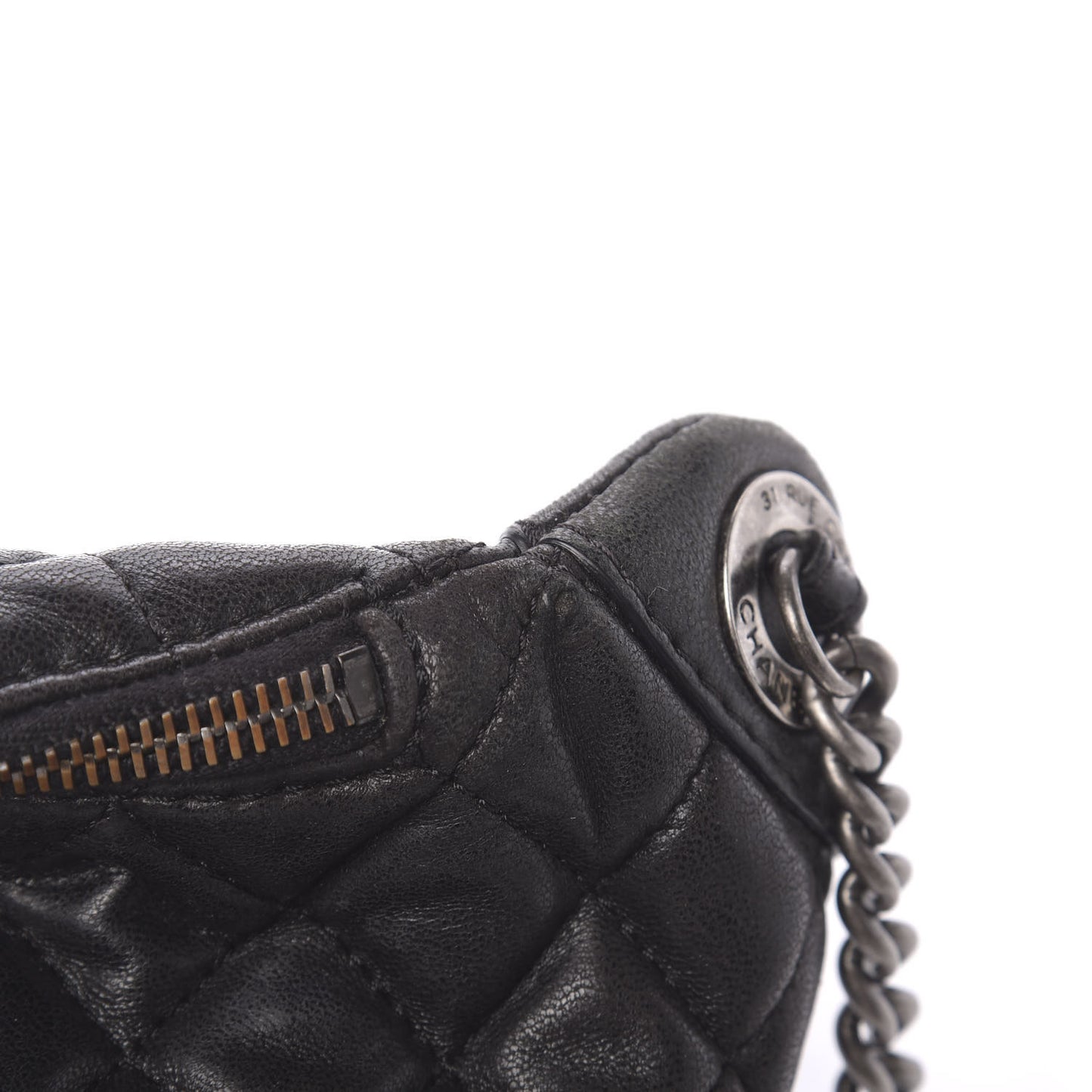 Lambskin Quilted Banane Waist Bag Fanny Pack Black
