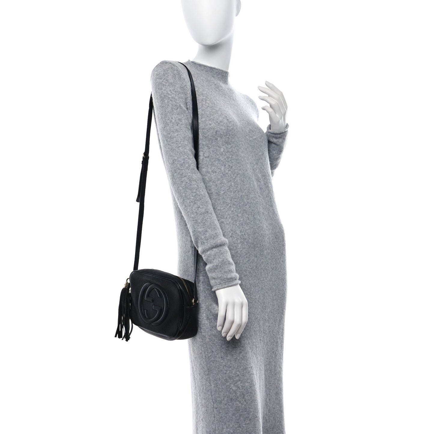 Pebbled Calfskin Small Soho Disco Bag Black
