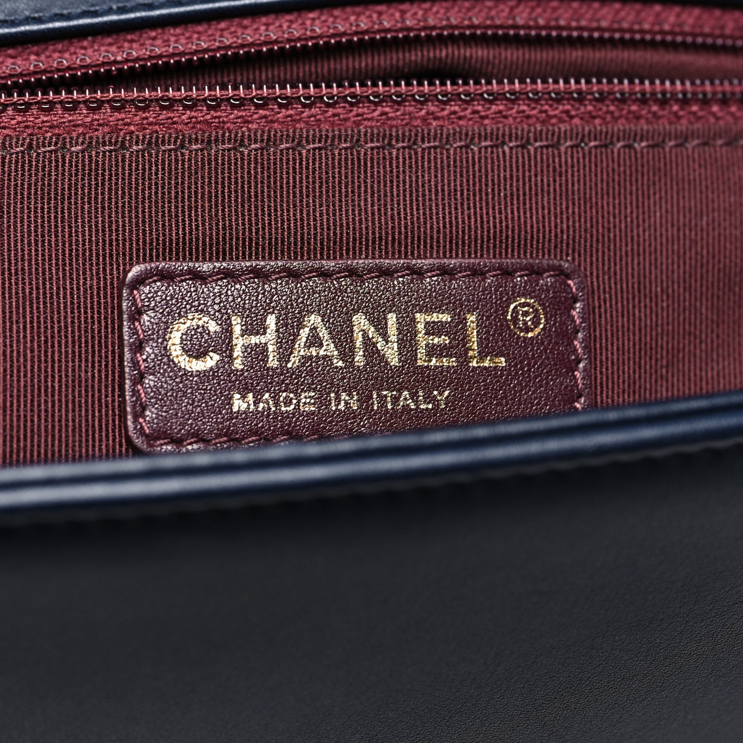 Calfskin Caviar Suede Chevron New Medium Boy Flap Navy