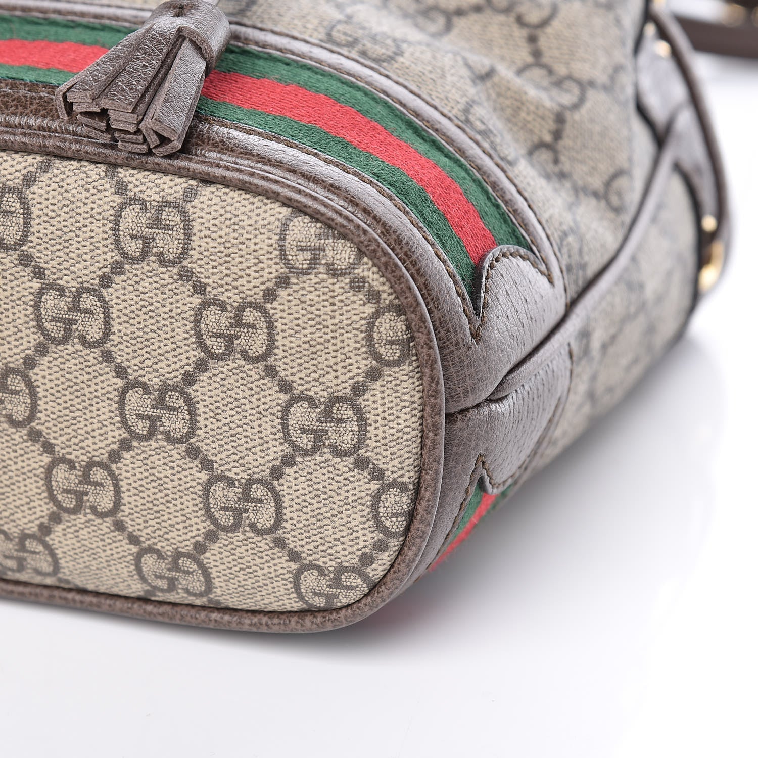 Gucci GG Supreme Monogram Web Mini Ophidia Bucket Bag Brown 6 of 10