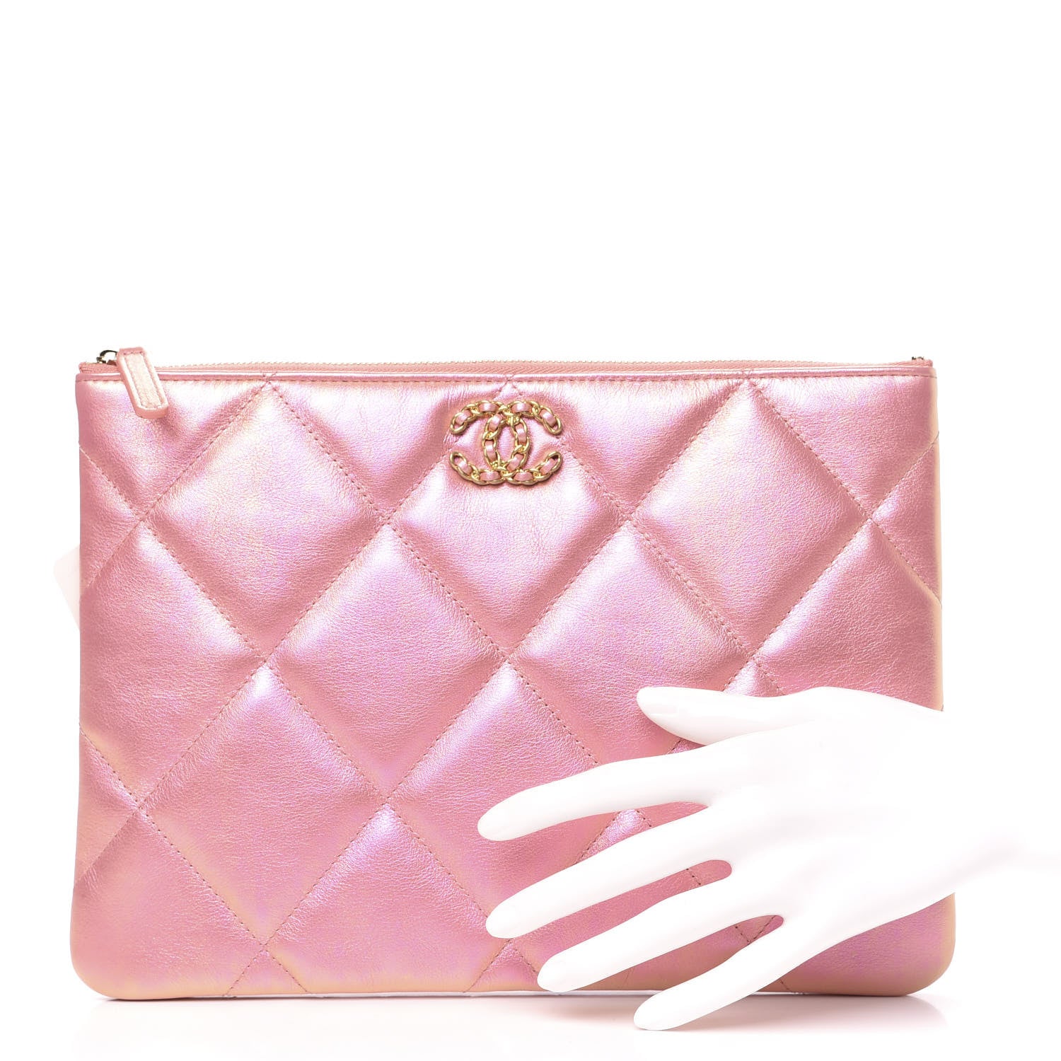 Chanel Iridescent Calfskin Quilted Large 19 Cosmetic Case Pink 2 of 12