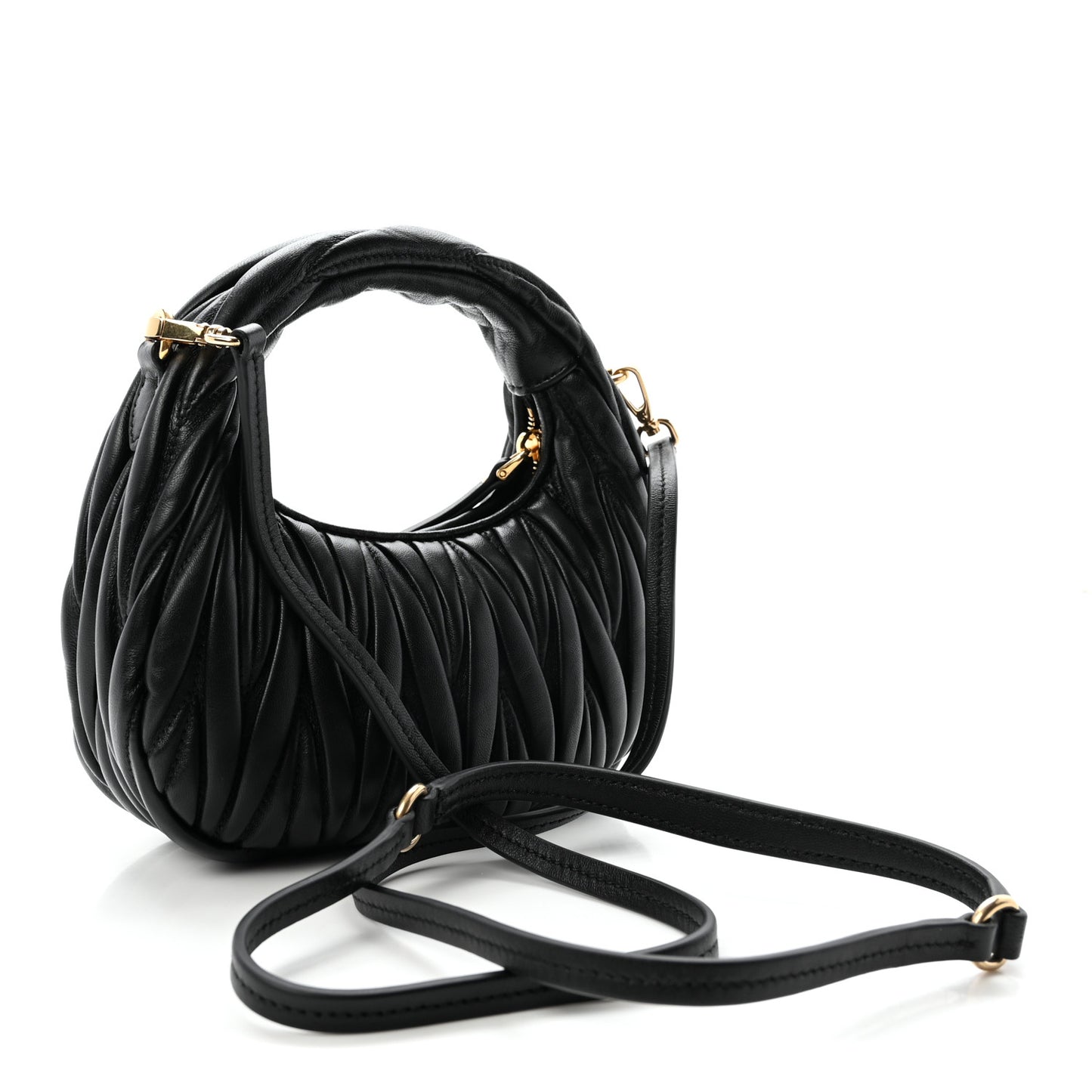Nappa Matelasse Mini Wander Hobo Black