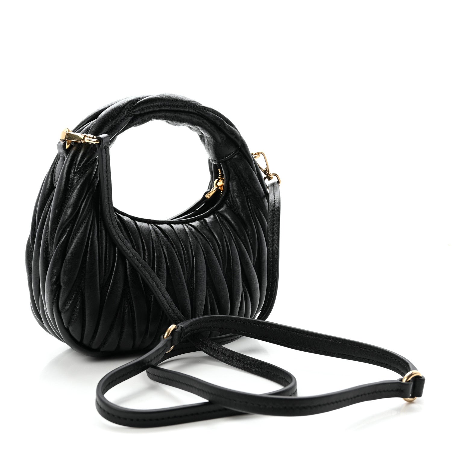 Miu Miu Nappa Matelasse Mini Wander Hobo Black 3 of 9