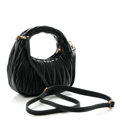 Miu Miu Nappa Matelasse Mini Wander Hobo Black 3 of 9