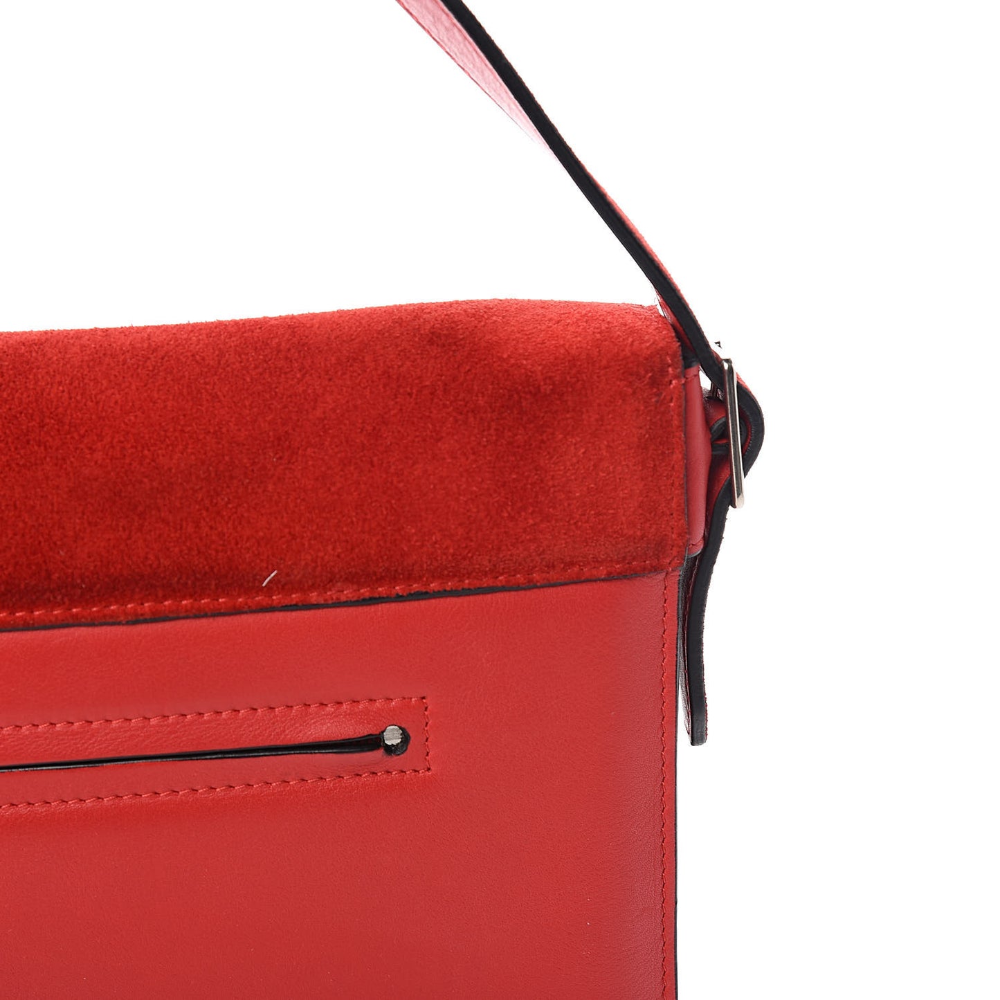 Suede Calfskin Pony Hair Medium Tri-Color Diamond Shoulder Bag Red