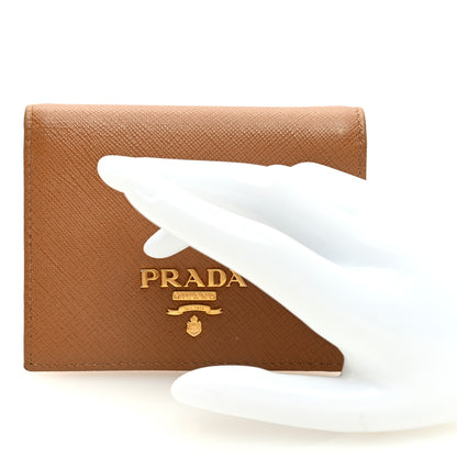 Prada Saffiano Metal Bi-Fold Wallet Caramel 2 of 6