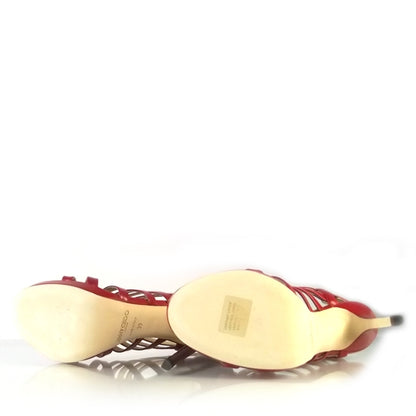 Jimmy Choo Leather Glenys Cage Platform Sandals 39 Red 5 of 8