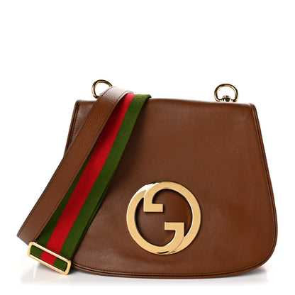 Gucci Roxy Calfskin Web Medium Blondie Shoulder Flap Bag Cuir 1 of 10