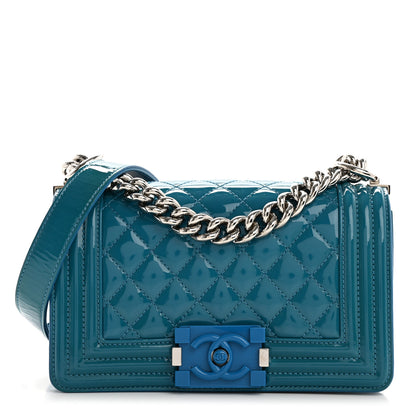 Chanel Patent Calfskin Quilted Small Plexiglass Boy Flap Blue 1 of 10