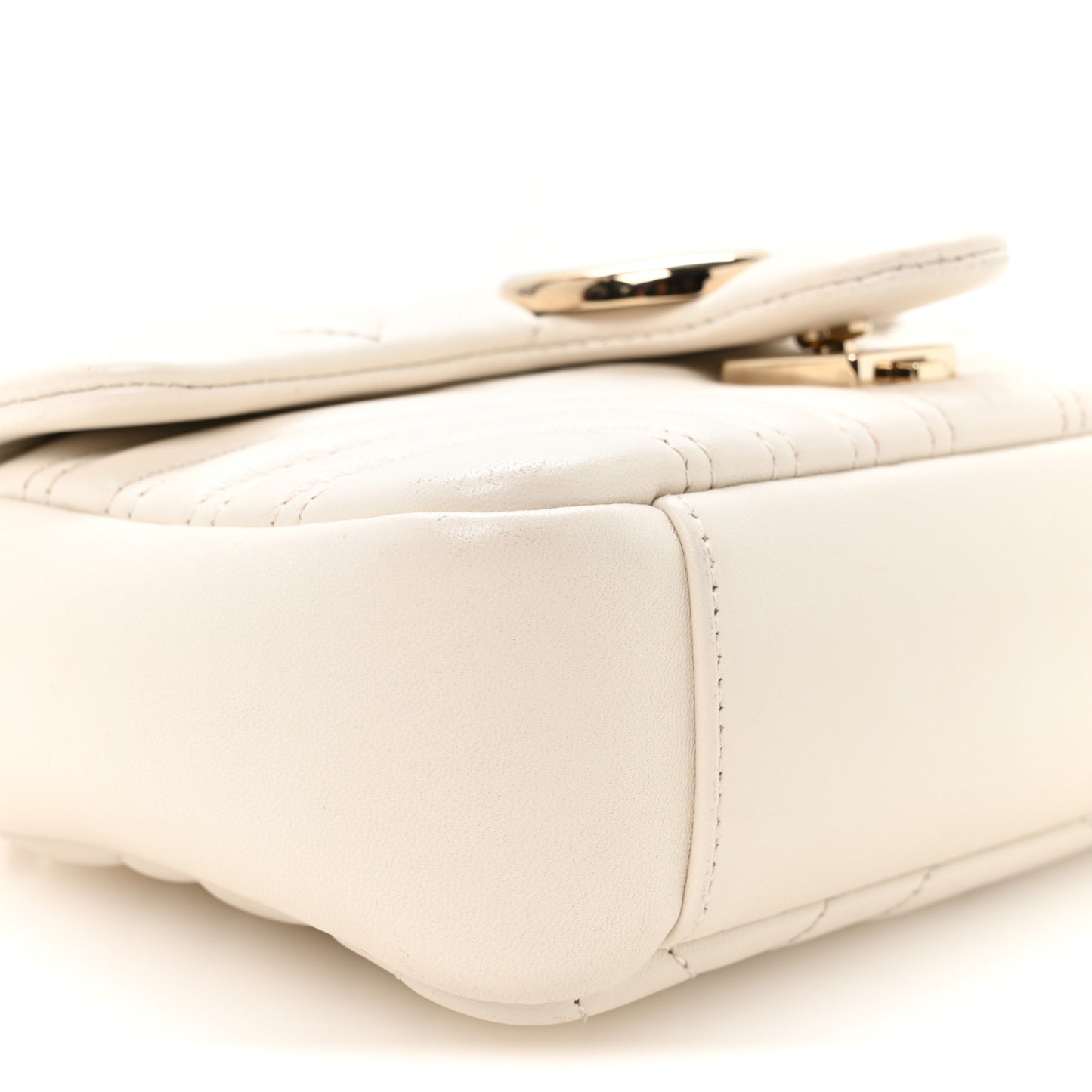 Lambskin Matelasse Small GG Marmont Shoulder Bag White