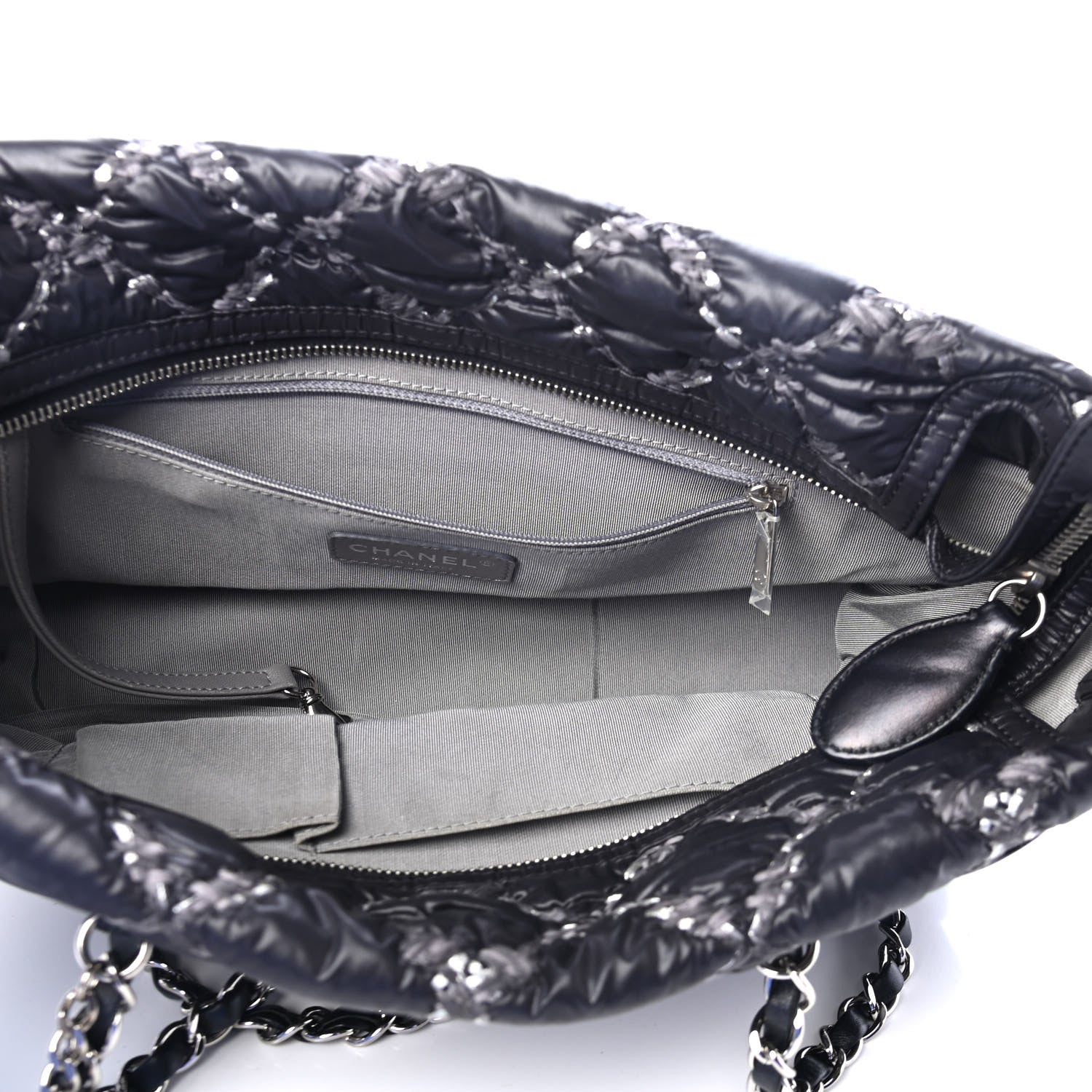 Chanel Nylon Quilted Tweed Stitch Bubble Tote Black 4 of 5