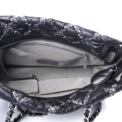 Chanel Nylon Quilted Tweed Stitch Bubble Tote Black 4 of 5