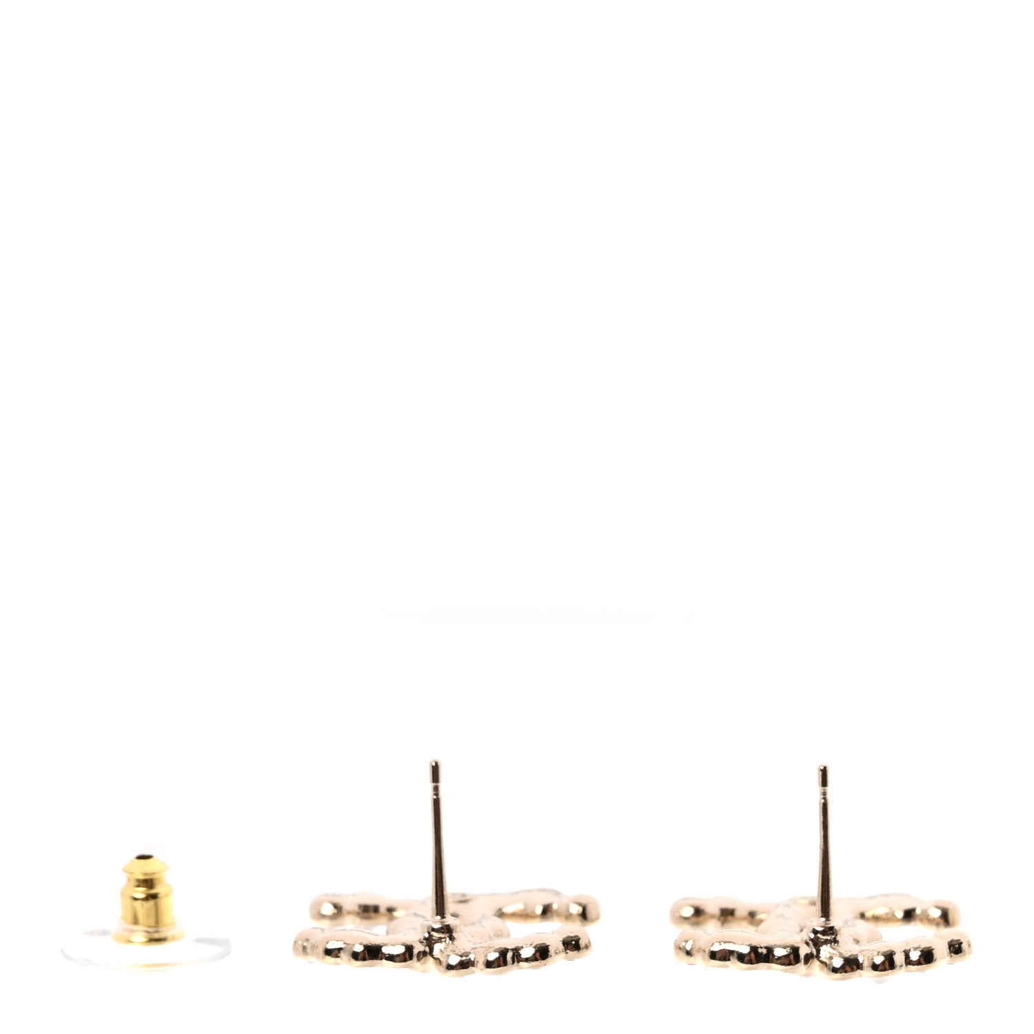 Chanel Crystal CC Star Heart Earrings Gold 3 of 5
