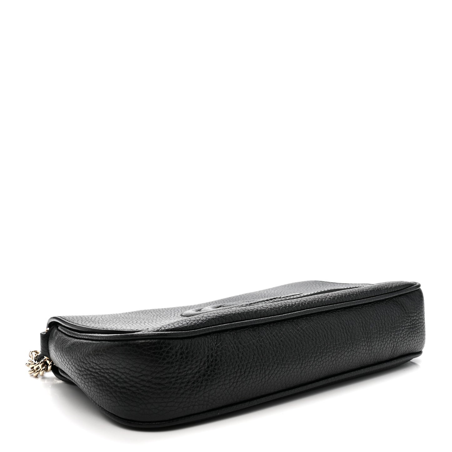 Pebbled Calfskin Medium Soho Flap Crossbody Black