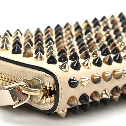 Christian Louboutin Calfskin Spiked Zip Around Wallet Beige 7 of 8