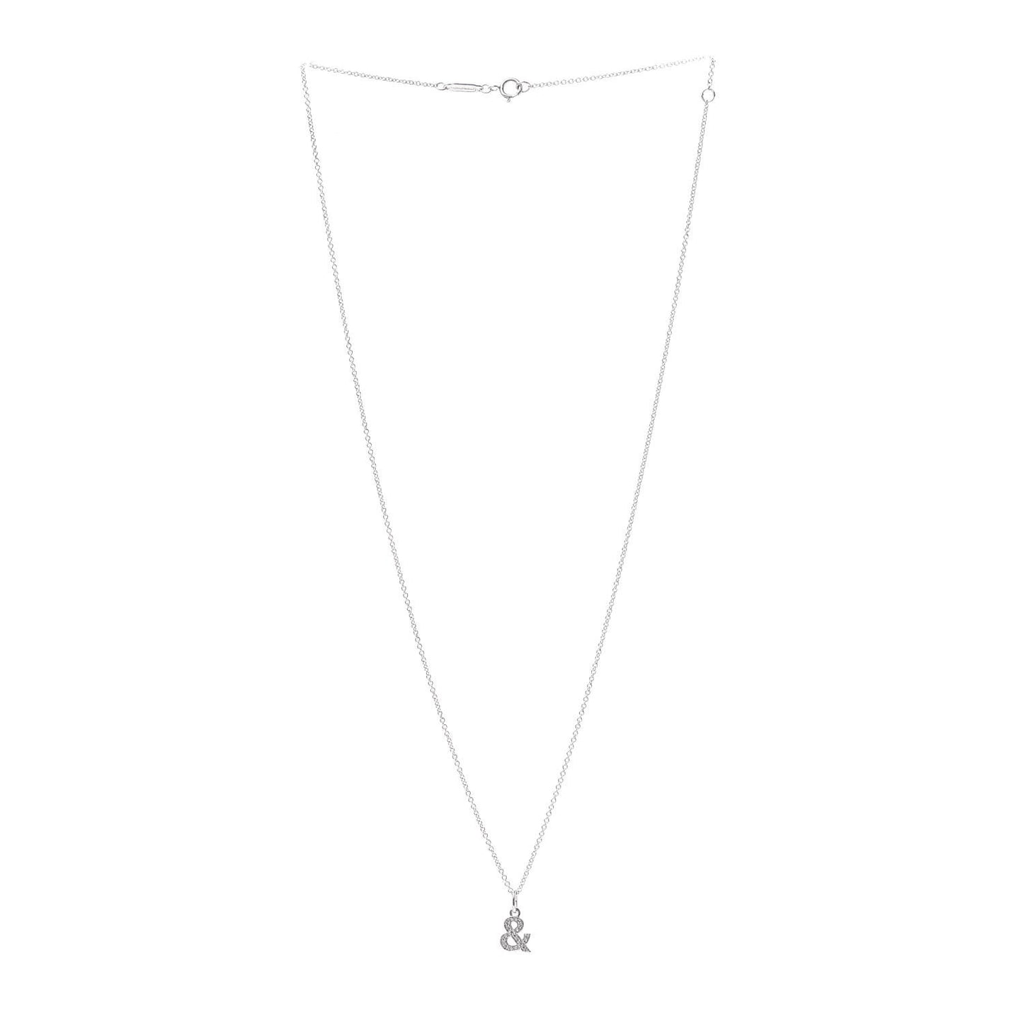 18K White Gold Diamond Medium Ampersand Pendant Necklace
