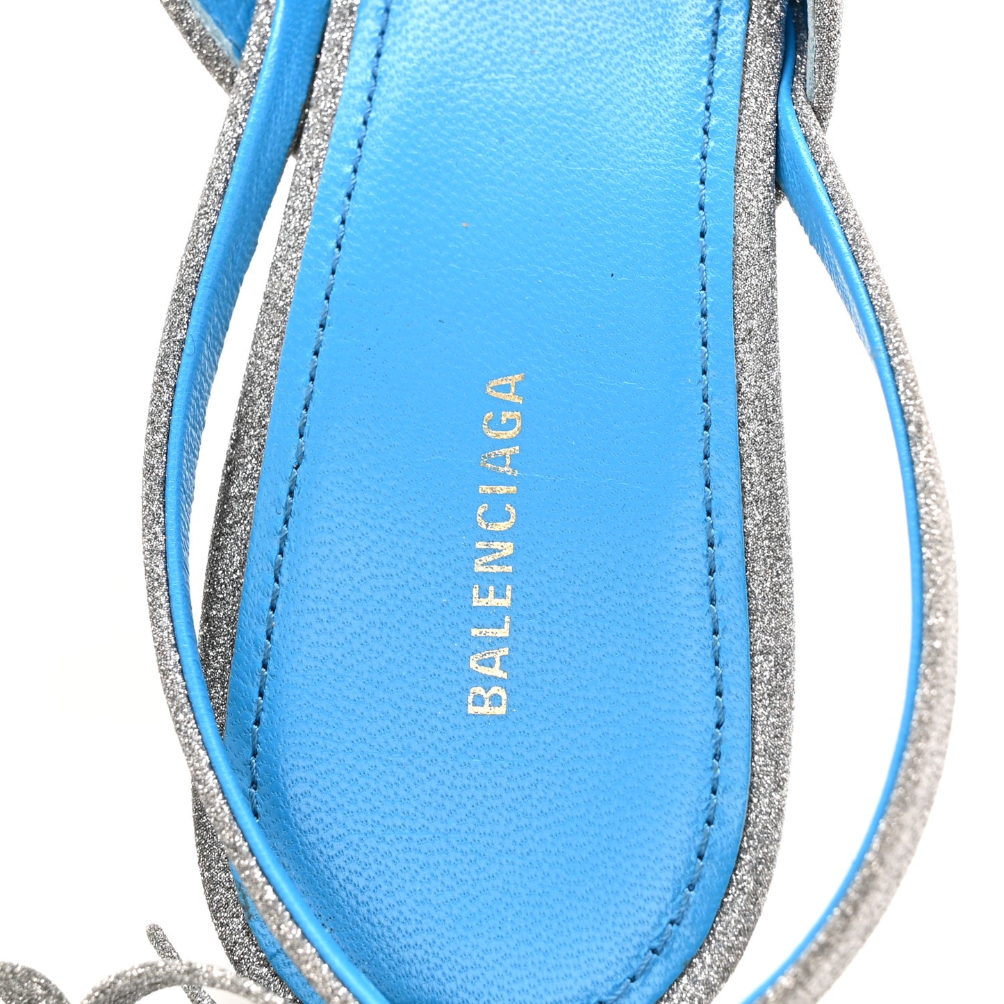 Glitter Toe Knife Slingback Mules 38 Silver Blue