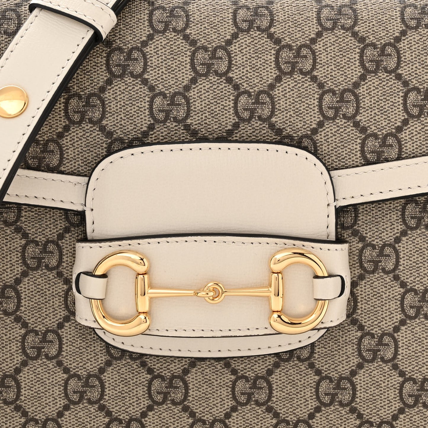 GG Supreme Monogram Horsebit 1955 Shoulder Bag Beige Mystic White