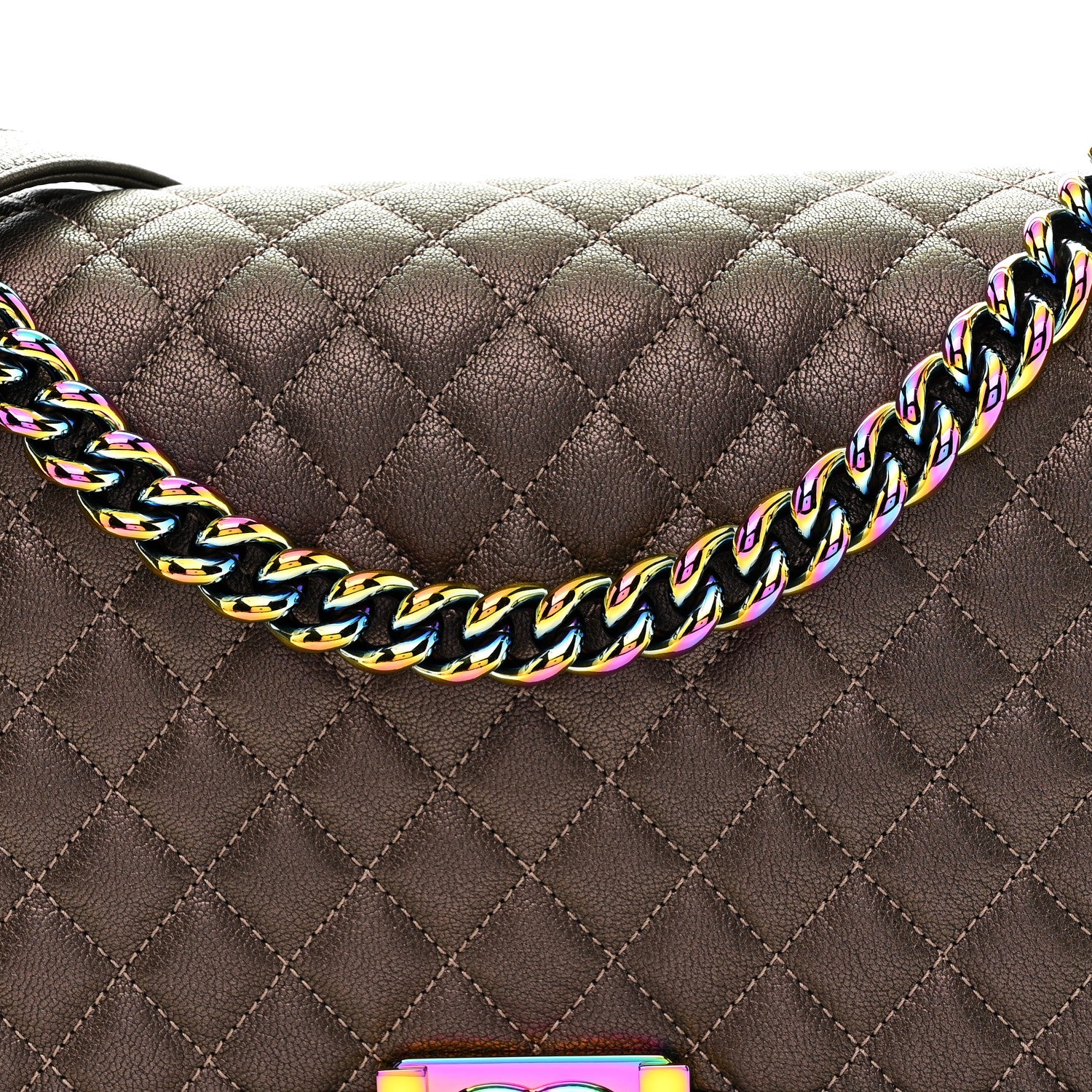Chanel Iridescent Goatskin Quilted New Medium Boy Flap Bronze 8 of 12