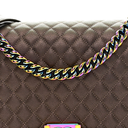 Chanel Iridescent Goatskin Quilted New Medium Boy Flap Bronze 8 of 12