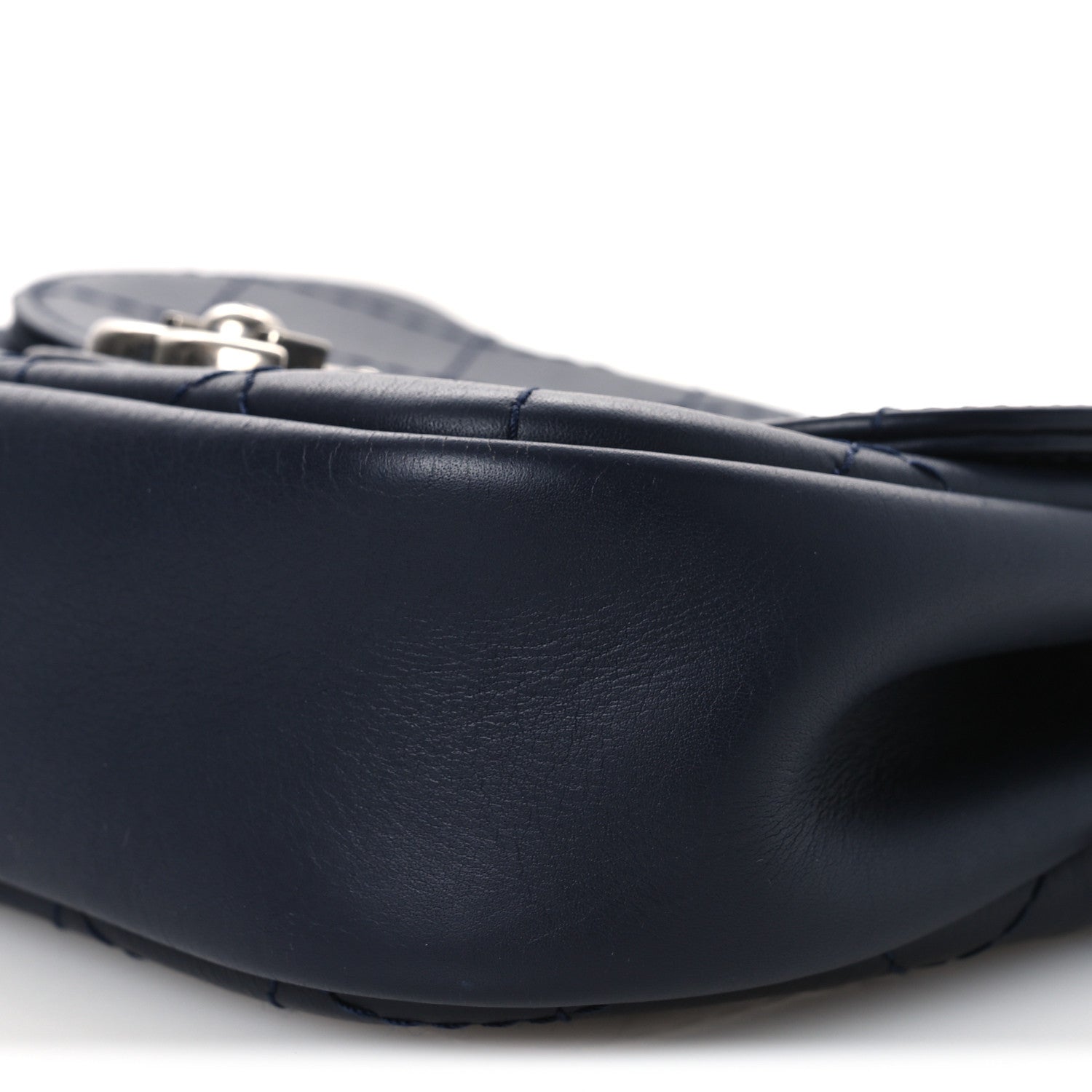 Chanel Calfskin Stitch CC Small Flap Navy Blue 10 of 11
