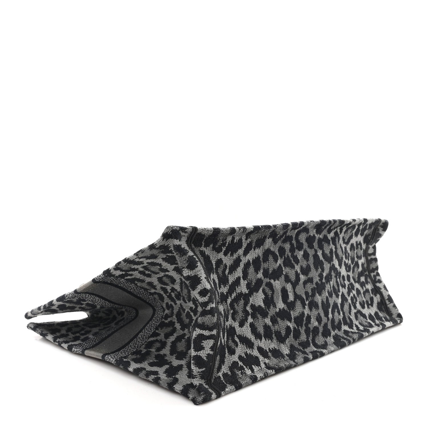 Christian Dior Canvas Mizza Embroidered Large Leopard Book Tote Grey 4 of 11