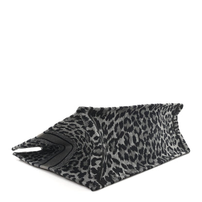 Christian Dior Canvas Mizza Embroidered Large Leopard Book Tote Grey 4 of 11