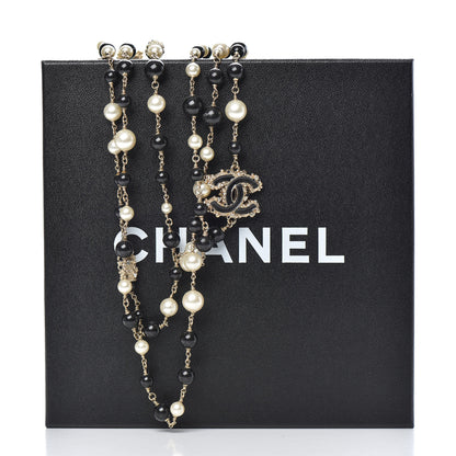 Chanel Gripoix Poured Glass Pearl CC Layered Pendant Necklace Gold Black 6 of 6
