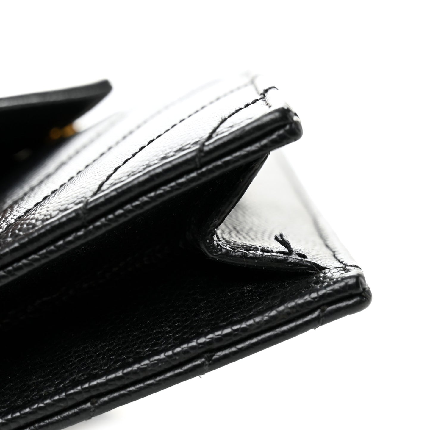 Grain De Poudre Matelasse Chevron Monogram Envelope Chain Wallet Black