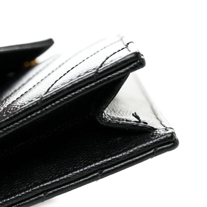 Saint Laurent Grain De Poudre Matelasse Chevron Monogram Envelope Chain Wallet Black 12 of 13