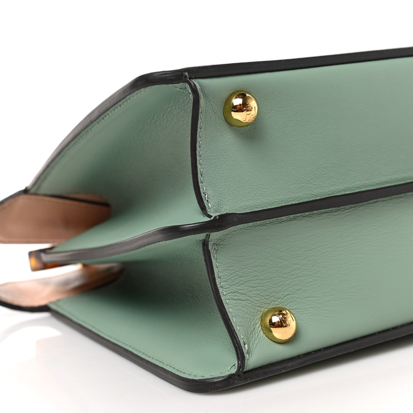 Vitello Seta Shiny Nappa Plexiglass Small Peekaboo I SEE U Satchel Menta Light Rose