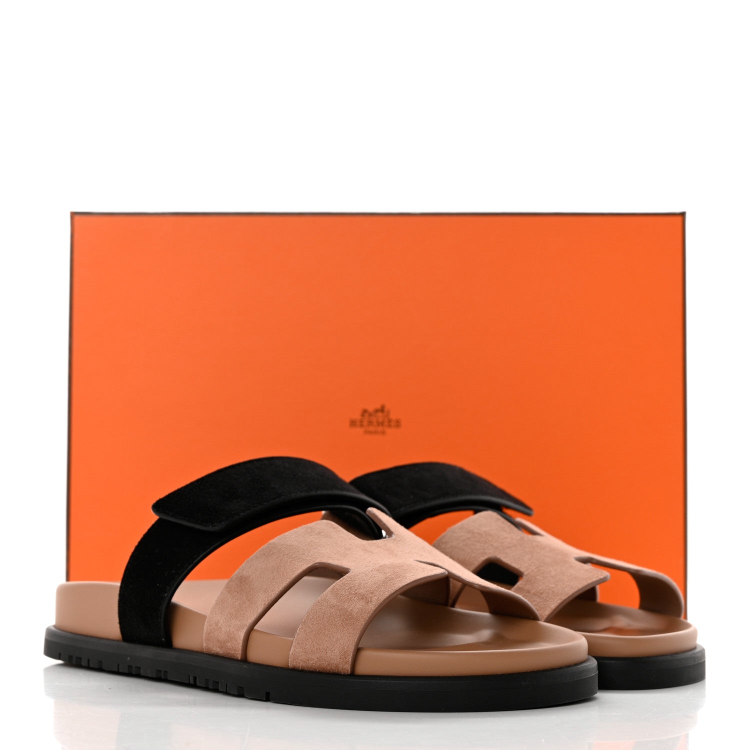 Hermes Suede Goatskin Womens Chypre Sandals 36 Rose Perle Black 9 of 9