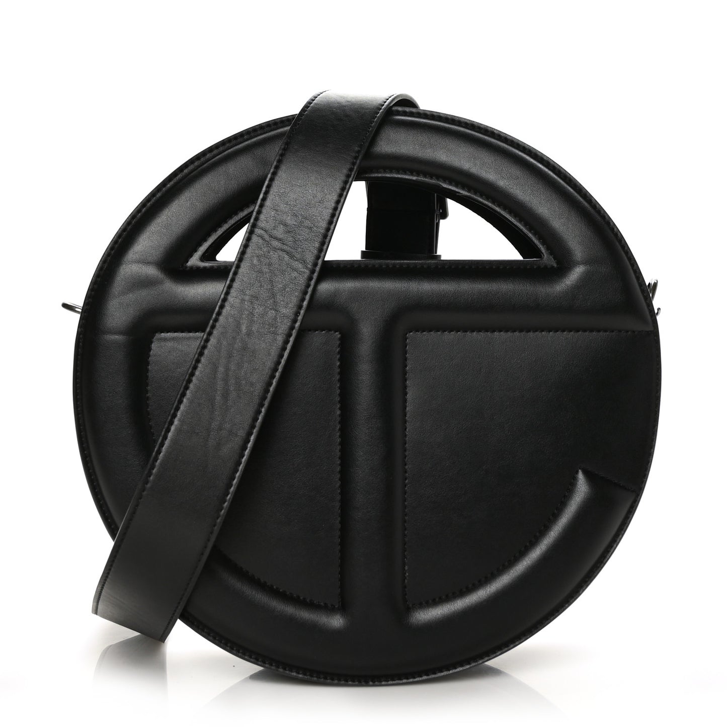 Vegan Leather Round Circle Bag Black