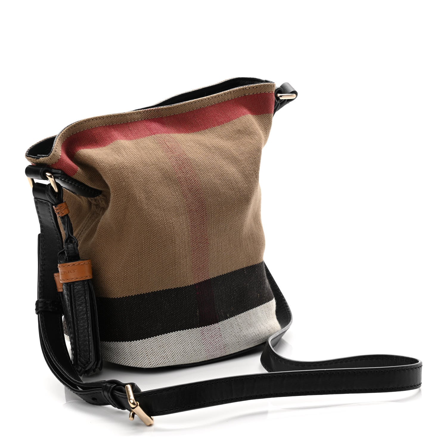Burberry Canvas Mega Check Mini Ashby Tassel Crossbody Black 4 of 12