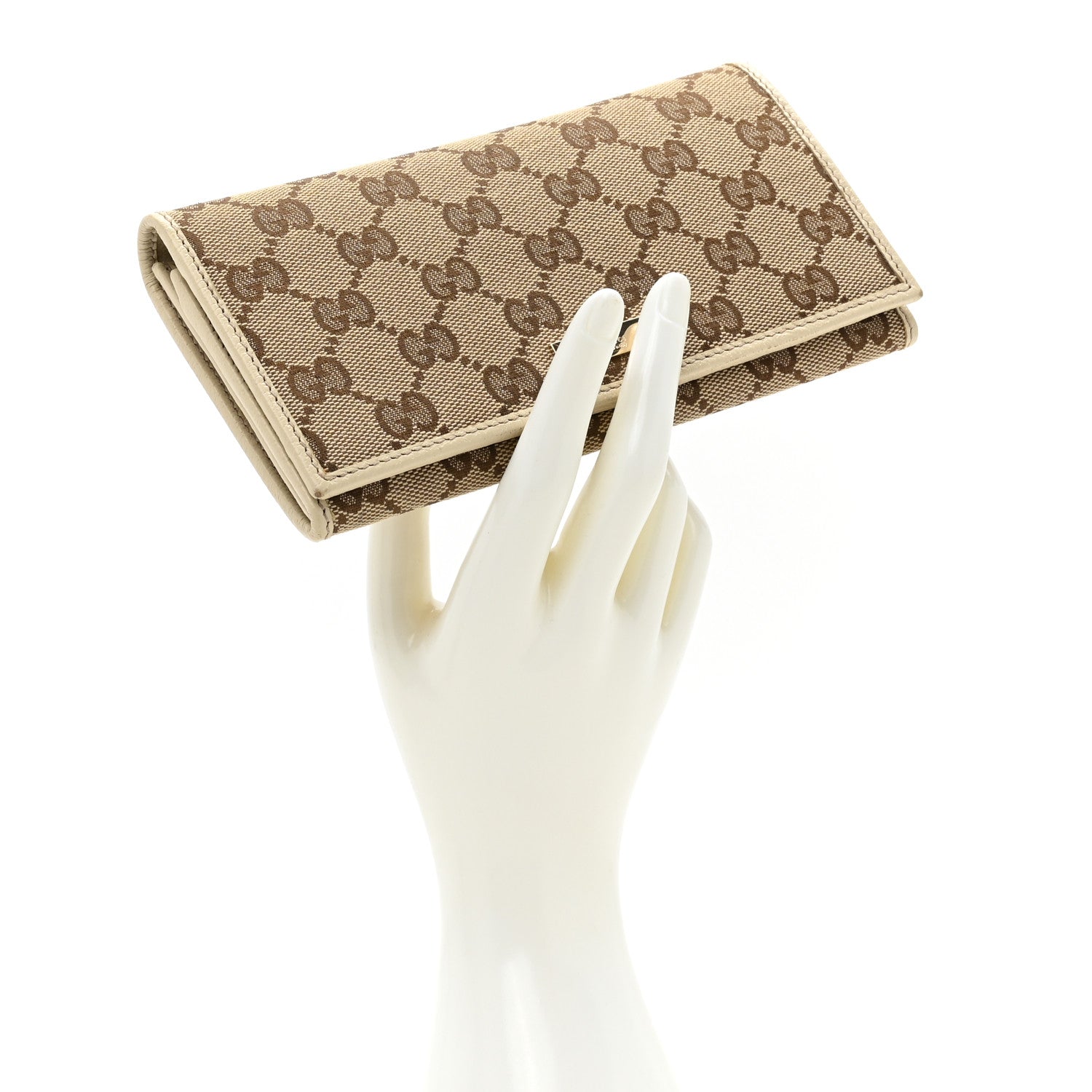 Gucci Monogram Metal Bar Continental Flap Wallet Off White 2 of 18
