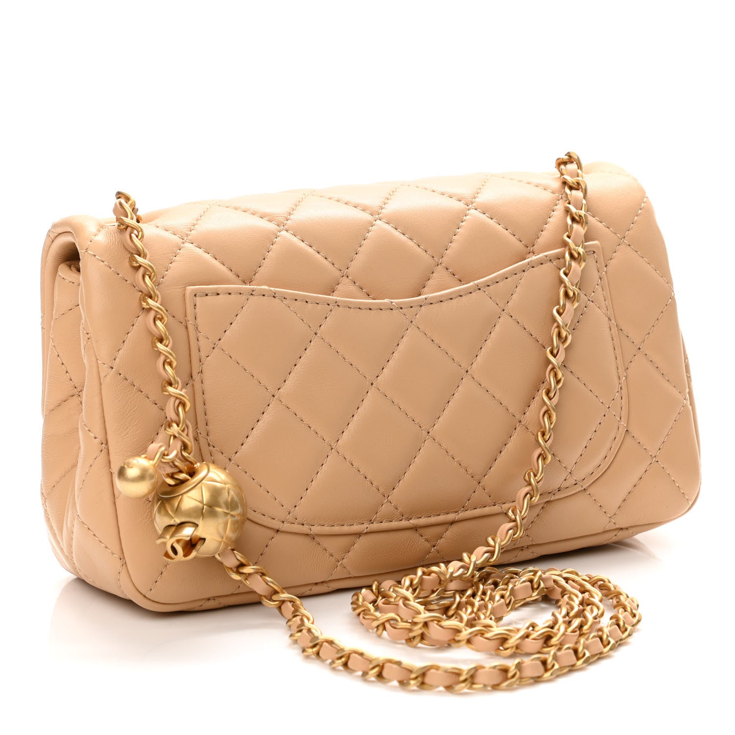 Chanel Lambskin Quilted Mini Rectangular Pearl Crush Flap Beige 3 of 11