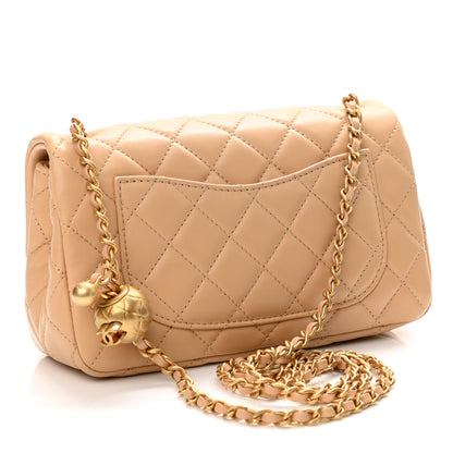 Chanel Lambskin Quilted Mini Rectangular Pearl Crush Flap Beige 3 of 11