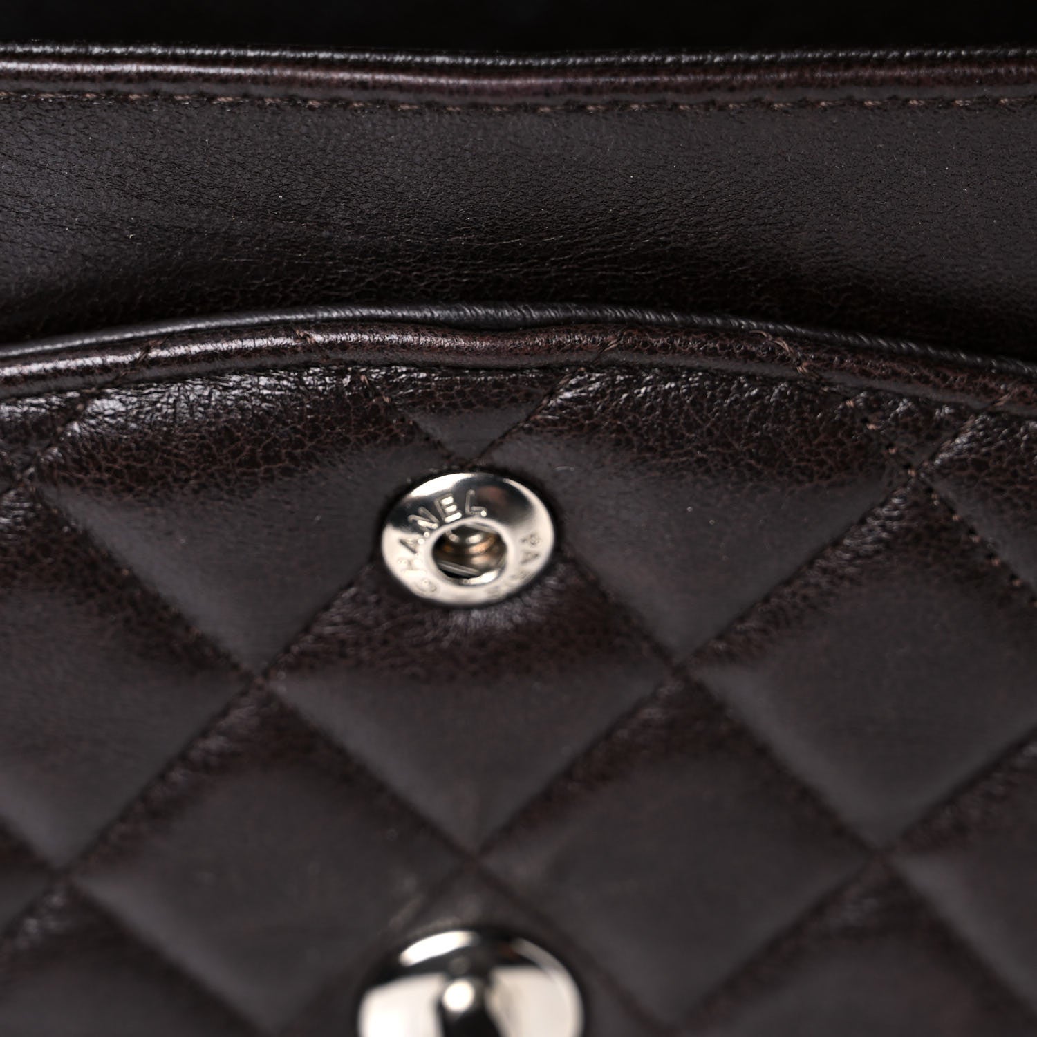 Chanel Lambskin Quilted Medium Double Flap Dark Brown 15 of 18