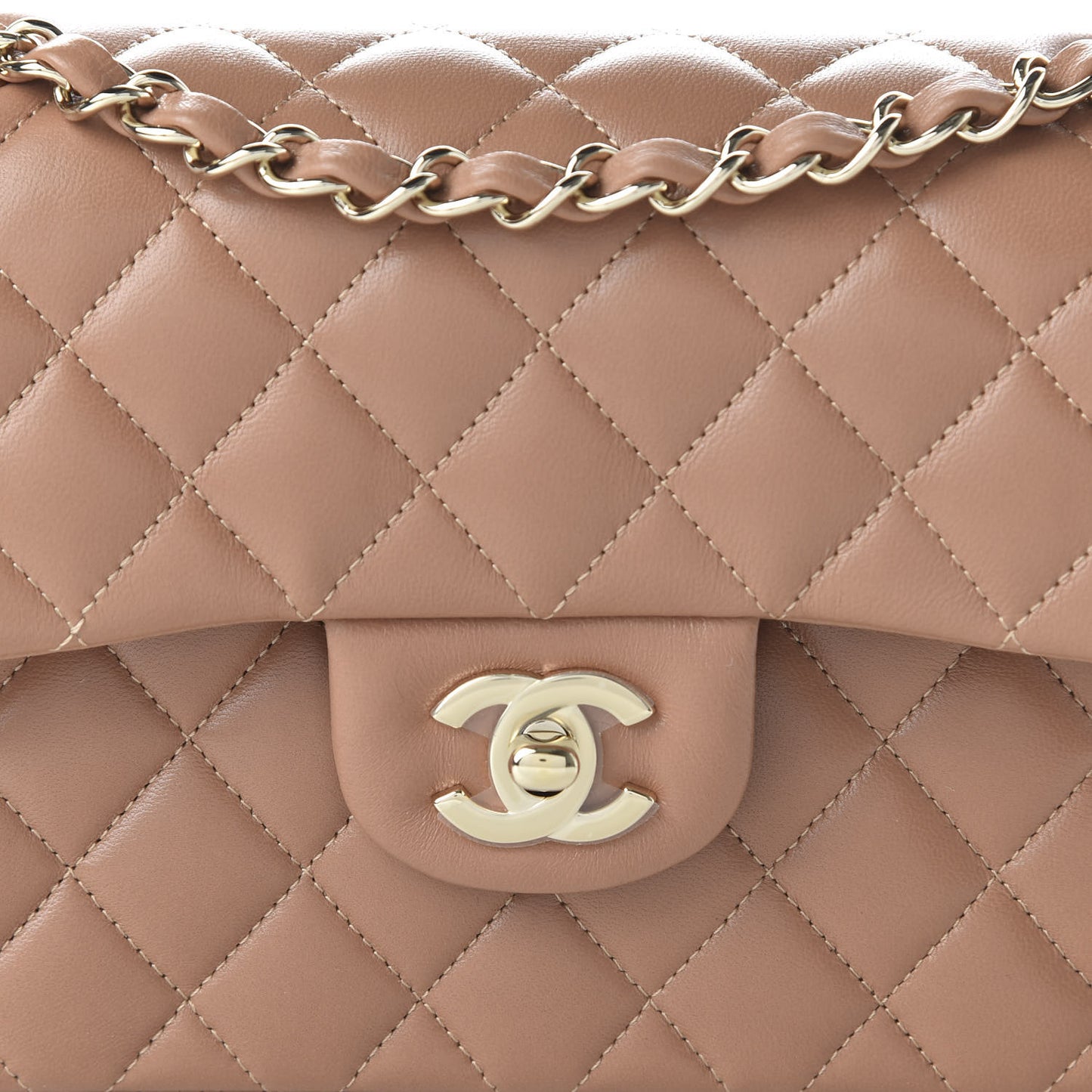 Lambskin Quilted Small Double Flap Brown